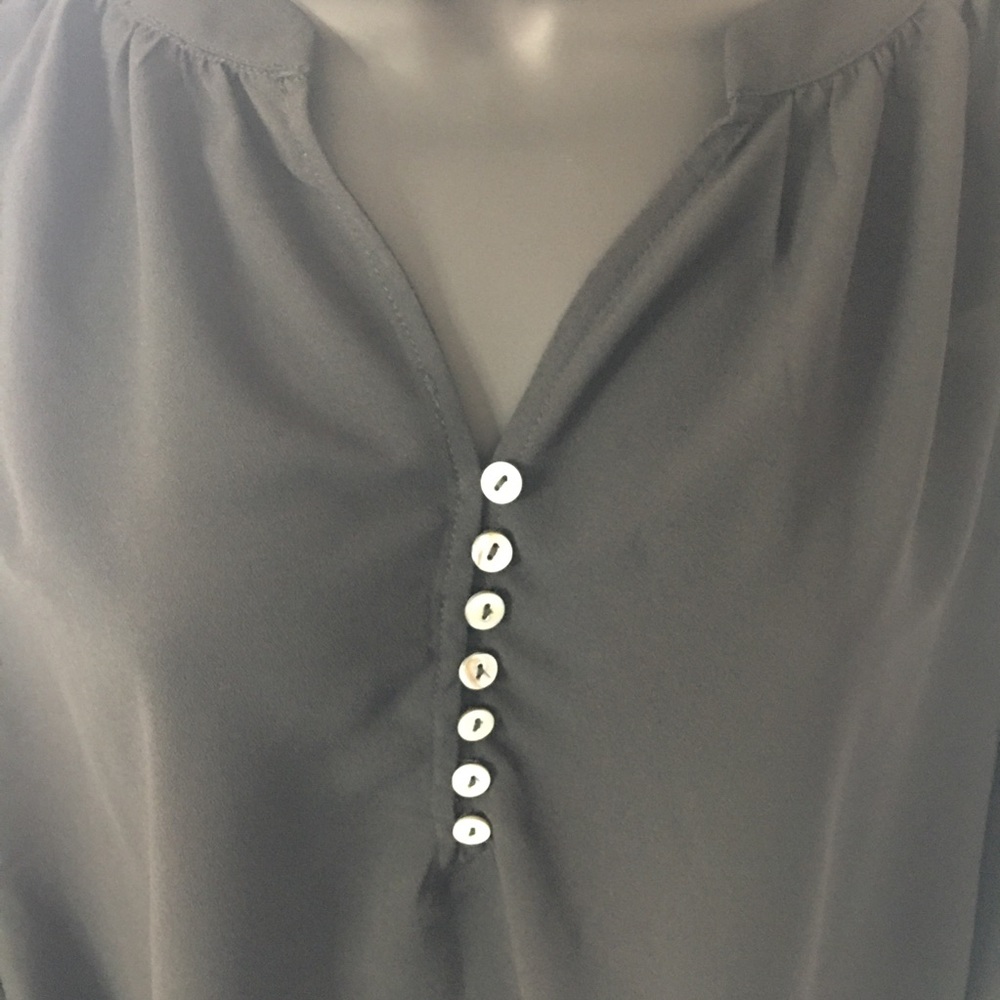 Current Air Sheer Black Long Sleeve Top Size Large - Picture 2 of 8